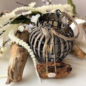 Dainty Druzy Gold Chain Pendant Necklace